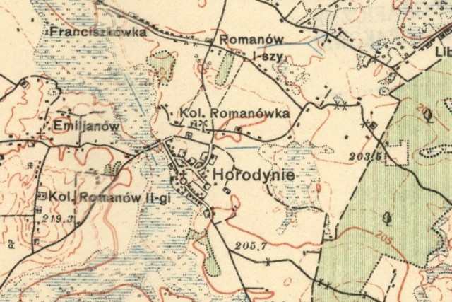 Городині на польській карті міжвоєнного періоду